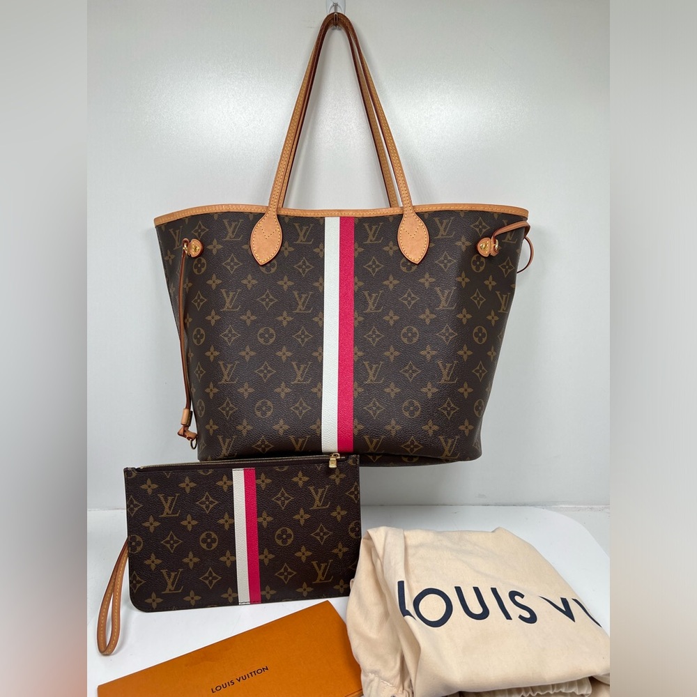 LOUIS VUITTON Neverfull My LV Heritage MM Monogram With Pouch Pink Stripes